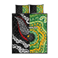 Personalised Aotearoa and Australia Lawn Bowls Quilt Bed Set Maori Fern and Aboriginal Pattern LT03 - Polynesian Pride