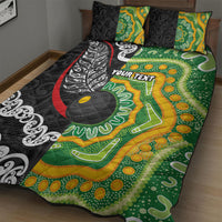 Personalised Aotearoa and Australia Lawn Bowls Quilt Bed Set Maori Fern and Aboriginal Pattern LT03 - Polynesian Pride