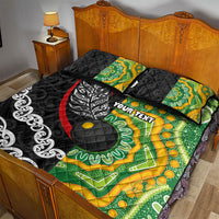 Personalised Aotearoa and Australia Lawn Bowls Quilt Bed Set Maori Fern and Aboriginal Pattern LT03 - Polynesian Pride