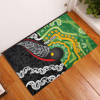 Personalised Aotearoa and Australia Lawn Bowls Rubber Doormat Maori Fern and Aboriginal Pattern