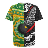Personalised Aotearoa and Australia Lawn Bowls Rugby Jersey Maori Fern and Aboriginal Pattern LT03 - Polynesian Pride