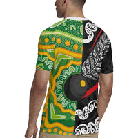 Personalised Aotearoa and Australia Lawn Bowls Rugby Jersey Maori Fern and Aboriginal Pattern LT03 - Polynesian Pride