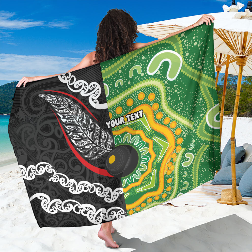 Personalised Aotearoa and Australia Lawn Bowls Sarong Maori Fern and Aboriginal Pattern LT03 One Size 44 x 66 inches Multicolor - Polynesian Pride