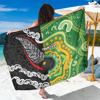Personalised Aotearoa and Australia Lawn Bowls Sarong Maori Fern and Aboriginal Pattern LT03 One Size 44 x 66 inches Multicolor - Polynesian Pride