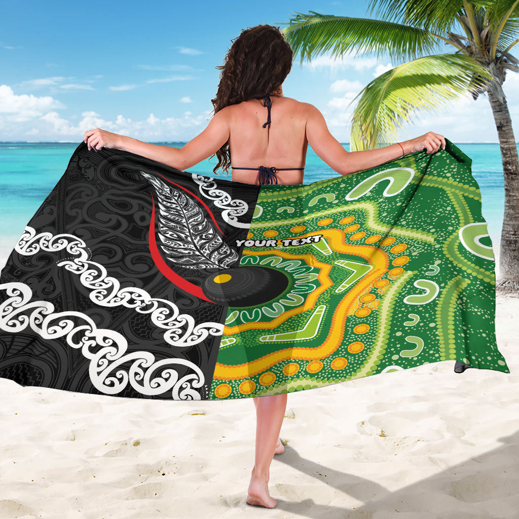 Personalised Aotearoa and Australia Lawn Bowls Sarong Maori Fern and Aboriginal Pattern LT03 - Polynesian Pride