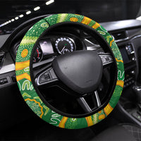 Aotearoa and Australia Lawn Bowls Steering Wheel Cover Maori Fern and Aboriginal Pattern LT03 Universal Fit Multicolor - Polynesian Pride