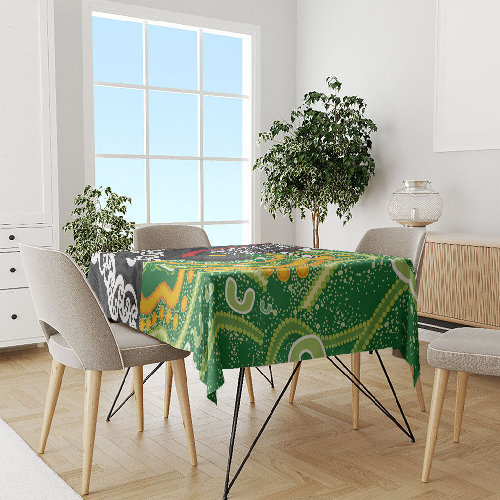 Personalised Aotearoa and Australia Lawn Bowls Tablecloth Maori Fern and Aboriginal Pattern