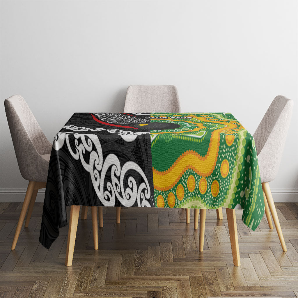 Personalised Aotearoa and Australia Lawn Bowls Tablecloth Maori Fern and Aboriginal Pattern