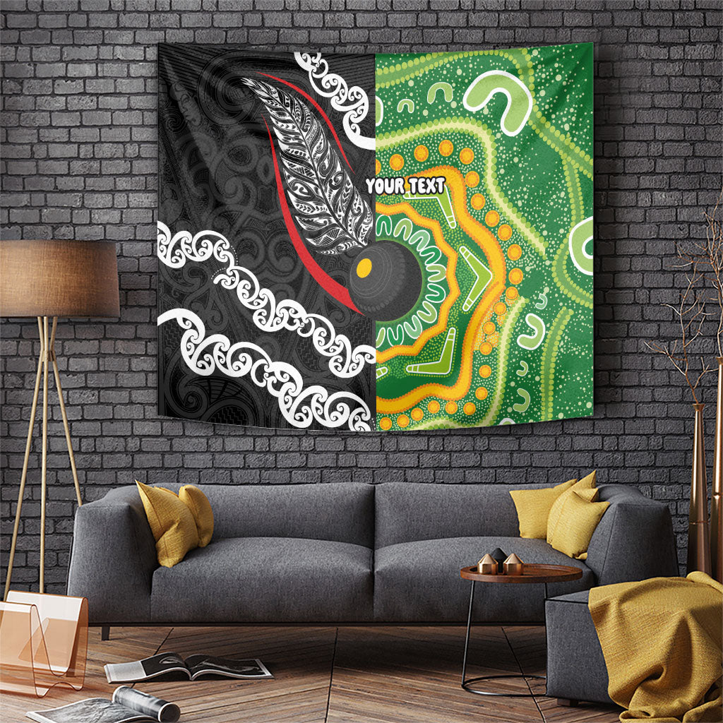 Personalised Aotearoa and Australia Lawn Bowls Tapestry Maori Fern and Aboriginal Pattern LT03 Multicolor - Polynesian Pride