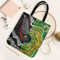 Personalised Aotearoa and Australia Lawn Bowls Tote Bag Maori Fern and Aboriginal Pattern LT03 Black Strap One Size Multicolor - Polynesian Pride