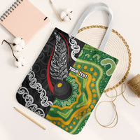 Personalised Aotearoa and Australia Lawn Bowls Tote Bag Maori Fern and Aboriginal Pattern LT03 White Strap One Size Multicolor - Polynesian Pride