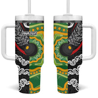 Personalised Aotearoa and Australia Lawn Bowls Tumbler With Handle Maori Fern and Aboriginal Pattern LT03 One Size: 40 oz Multicolor - Polynesian Pride