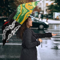 Personalised Aotearoa and Australia Lawn Bowls Umbrella Maori Fern and Aboriginal Pattern