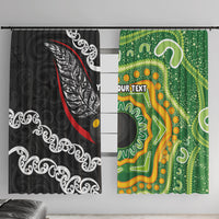 Personalised Aotearoa and Australia Lawn Bowls Window Curtain Maori Fern and Aboriginal Pattern LT03 With Hooks Multicolor - Polynesian Pride