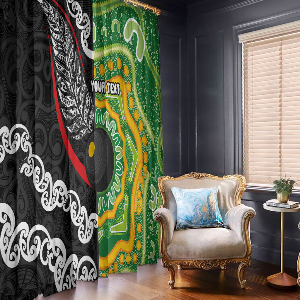 Personalised Aotearoa and Australia Lawn Bowls Window Curtain Maori Fern and Aboriginal Pattern LT03 - Polynesian Pride