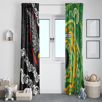 Personalised Aotearoa and Australia Lawn Bowls Window Curtain Maori Fern and Aboriginal Pattern LT03 - Polynesian Pride