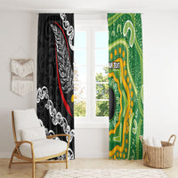Personalised Aotearoa and Australia Lawn Bowls Window Curtain Maori Fern and Aboriginal Pattern LT03 - Polynesian Pride