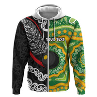 Personalised Aotearoa and Australia Lawn Bowls Zip Hoodie Maori Fern and Aboriginal Pattern LT03 Zip Hoodie Multicolor - Polynesian Pride