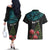 Personalized New Zealand Christmas Couples Matching Off The Shoulder Long Sleeve Dress and Hawaiian Shirt Maori Santa Pikorua and Pohutukawa Meri Kirihimete LT03 - Polynesian Pride