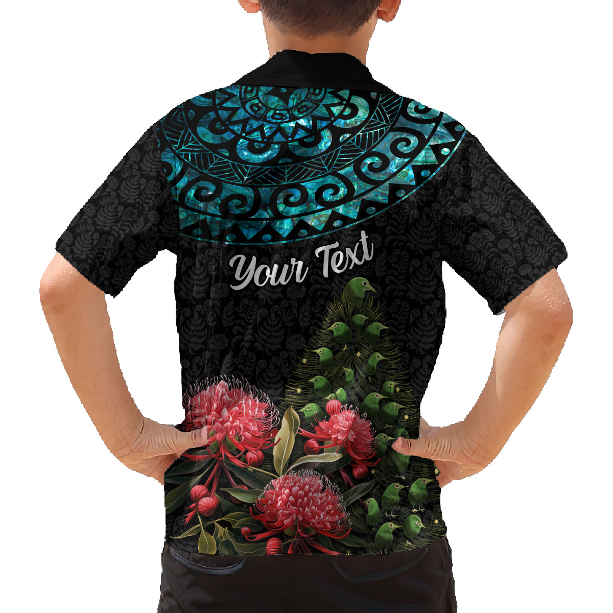 Personalized New Zealand Christmas Family Matching Tank Maxi Dress and Hawaiian Shirt Maori Santa Pikorua and Pohutukawa Meri Kirihimete LT03 - Polynesian Pride