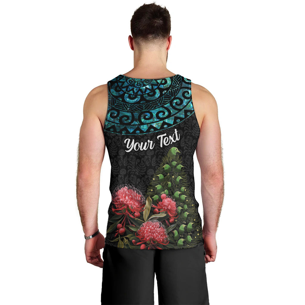 Personalized New Zealand Christmas Men Tank Top Maori Santa Pikorua and Pohutukawa Meri Kirihimete LT03 - Polynesian Pride