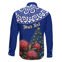 Personalized New Zealand Christmas Family Matching Summer Maxi Dress and Hawaiian Shirt Maori Santa Pikorua and Pohutukawa Meri Kirihimete Blue LT03 - Polynesian Pride