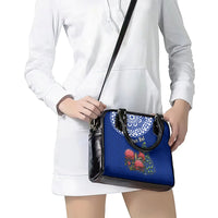 Personalized New Zealand Christmas Shoulder Handbag Maori Santa Pikorua and Pohutukawa Meri Kirihimete Blue LT03 - Polynesian Pride