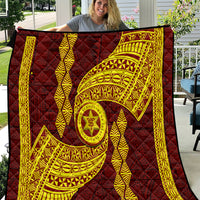 Tonga High School Quilt Traditional Ngatu and Polynesian Pattern LT03 Yellow - Polynesian Pride
