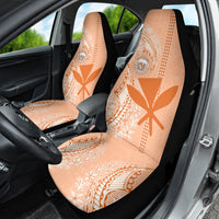 Kanaka Maoli Tropical Flowers with Kakau Tribal Car Seat Cover Peach Fuzz Color LT03 - Polynesian Pride