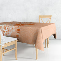 Kanaka Maoli Tropical Flowers with Kakau Tribal Tablecloth Peach Fuzz Color LT03 - Polynesian Pride