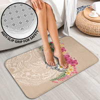 Hawaiian Tropical Flowers and Tribal Turtles Bathroom Set Polynesian Art Motifs Beige Color - Polynesian Pride