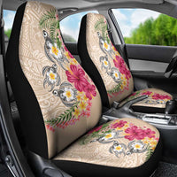 Hawaiian Tropical Flowers and Tribal Turtles Car Seat Cover Polynesian Art Motifs Beige Color - Polynesian Pride