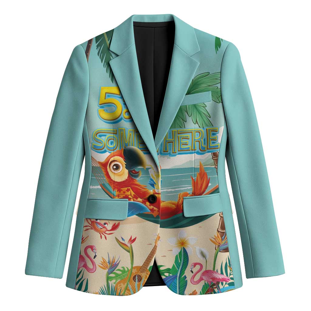 Aloha Hawaii It's 5 o'clock Somewhere Blazer Chill Parrot on Beach with Tropical Plants - Polynesian Pride