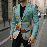 Aloha Hawaii It's 5 o'clock Somewhere Blazer Chill Parrot on Beach with Tropical Plants - Polynesian Pride