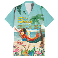 Aloha Hawaii It's 5 o'clock Somewhere Hawaiian Shirt Chill Parrot on Beach with Tropical Plants - Polynesian Pride