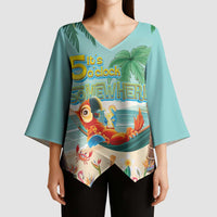 Aloha Hawaii It's 5 o'clock Somewhere Kimono Sleeve Blouse Chill Parrot on Beach with Tropical Plants - Polynesian Pride