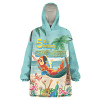 Aloha Hawaii It's 5 o'clock Somewhere Wearable Blanket Hoodie Chill Parrot on Beach with Tropical Plants - Polynesian Pride