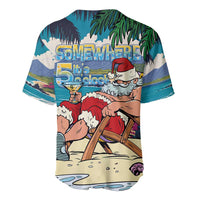 Mele Kalikimaka Hawaii It's 5 o'clock Somewhere Baseball Jersey Funny Lazy Santa Claus Chilling with Cocktail - Polynesian Pride