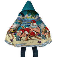 Mele Kalikimaka Hawaii It's 5 o'clock Somewhere Cloak Funny Lazy Santa Claus Chilling with Cocktail - Polynesian Pride