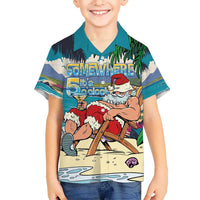 Mele Kalikimaka Hawaii It's 5 o'clock Somewhere Hawaiian Shirt Funny Lazy Santa Claus Chilling with Cocktail - Polynesian Pride