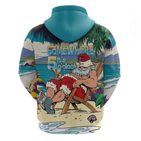 Mele Kalikimaka Hawaii It's 5 o'clock Somewhere Hoodie Funny Lazy Santa Claus Chilling with Cocktail - Polynesian Pride