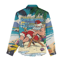 Mele Kalikimaka Hawaii It's 5 o'clock Somewhere Women Casual Shirt Funny Lazy Santa Claus Chilling with Cocktail - Polynesian Pride