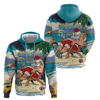 Mele Kalikimaka Hawaii It's 5 o'clock Somewhere Zip Hoodie Funny Lazy Santa Claus Chilling with Cocktail - Polynesian Pride