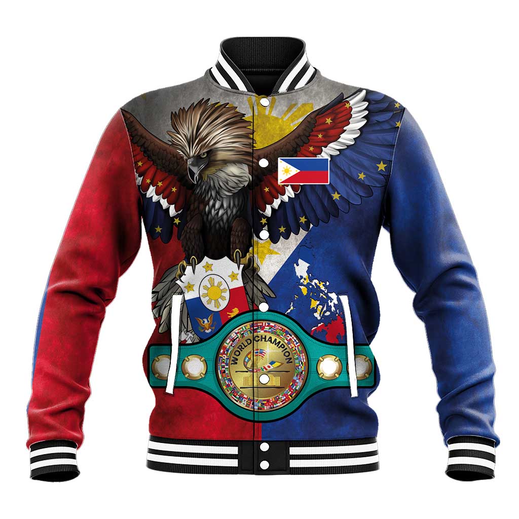 Custom Philippines World Champion Boxing Baseball Jacket Eagle-Grunge Design LT03 Unisex Multicolor - Polynesian Pride