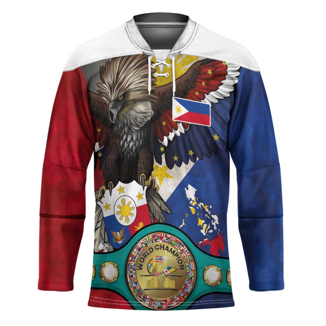 Custom Philippines World Champion Boxing Hockey Jersey Eagle-Grunge Design LT03 Unisex Multicolor - Polynesian Pride