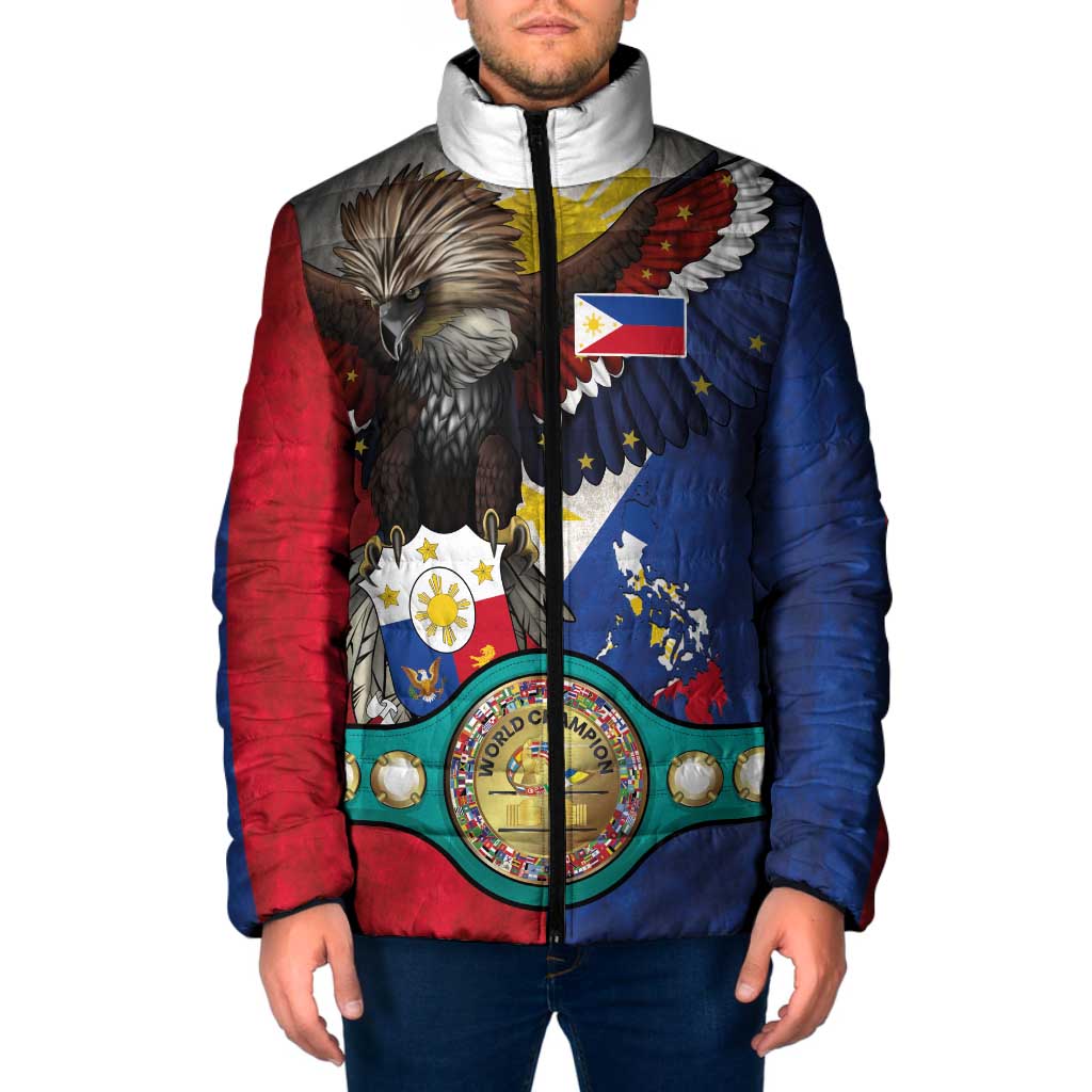 Custom Philippines World Champion Boxing Padded Jacket Eagle-Grunge Design LT03 Men Multicolor - Polynesian Pride