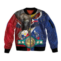Custom Philippines World Champion Boxing Sleeve Zip Bomber Jacket Eagle-Grunge Design LT03 Unisex Multicolor - Polynesian Pride