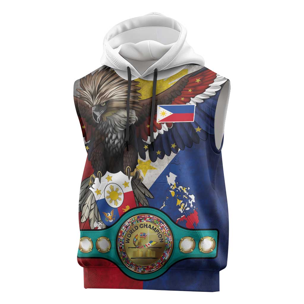 Custom Philippines World Champion Boxing Sleeveless Hoodie Eagle-Grunge Design LT03 Multicolor - Polynesian Pride