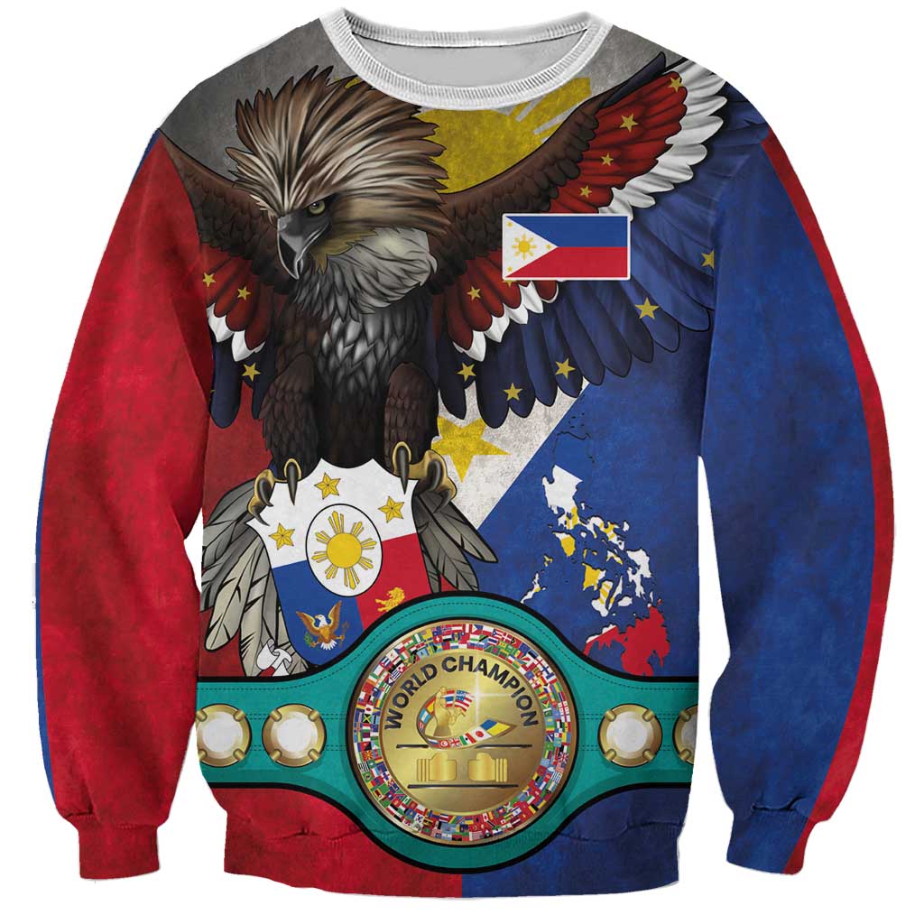 Custom Philippines World Champion Boxing Sweatshirt Eagle-Grunge Design LT03 Unisex Multicolor - Polynesian Pride