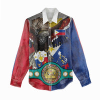 Custom Philippines World Champion Boxing Women Casual Shirt Eagle-Grunge Design LT03 - Polynesian Pride